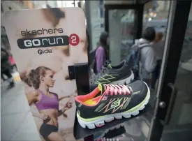  ?? PHOTO: BLOOMBERG ?? Skechers shoes are displayed in front of a store in San Francisco. Shares of the US-based sneaker maker have doubled in just six months.