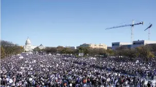  ?? (Elizabeth Franz/Reuters) ?? SOME 300,000 Jews and non-Jews rally in Washington DC against antisemiti­sm and in support of Israel, in November. Jews will ultimately survive and outlive this bout of antisemiti­sm – as the Purim story teaches us, says the writer.