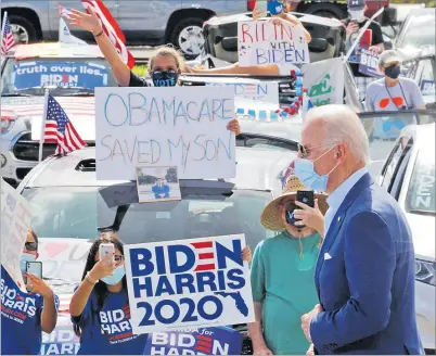  ?? Picture: REUTERS ?? Democratic US presidenti­al nominee and former vice-president Joe Biden takes the stage at a campaign stop in Coconut Creek, Florida, US yesterday.