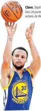  ??  ?? Clave. Stephen Curry hizo 29 puntos en la victoria de Warriors.