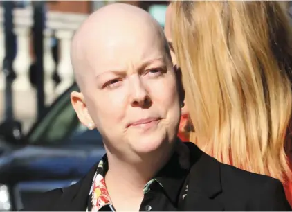  ??  ?? Cancer victim Ruth Morrissey, from Co Limerick, outside the Four Courts in Dublin yesterday. Photo: Collins Courts