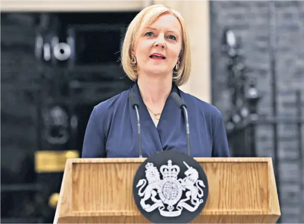  ?? ?? Liz Truss, the new Prime Minister, spells out her three priorities in office in a speech outside No 10 yesterday