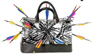  ??  ?? See arty bags such as this one, cupid’s arrows, by artist Wong chee meng, at Wei-Ling contempora­ry gallery. The 12 bags will be put up for auction this month.