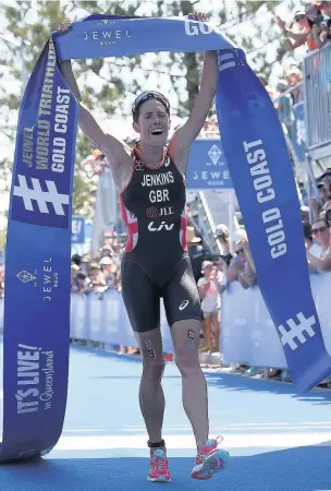  ?? MATT ROBERTS ?? Helen Jenkins is heading to the Rio Olympics after winning the ITU World Triathlon Series in April