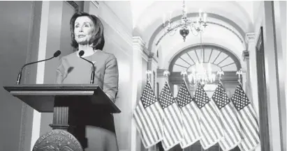  ?? MICHAEL A. MCCOY/THE NEW YORK TIMES ?? Speaker of the House Nancy Pelosi on Capitol Hill earlier this month.