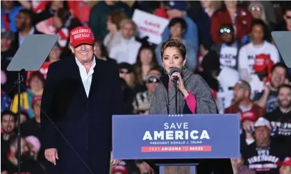  ?? Photograph: Robyn Beck/AFP/Getty Images ?? Donald Trump with Kari Lake at a rally in January. Lake has refused to say whether she would accept the result if she is not elected governor of Arizona on Tuesday.