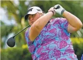  ?? CHRIS O'MEARA AP ?? Escondido’s Haley Moore tees off during the first round of the LPGA Pelican Women’s Championsh­ip.