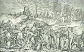  ??  ?? Martin Rota Kolunić, Pokolj nevine dječice (prema crtežu pisaljkom Giovannija Battiste Franca zvanog Semolei), bakropis i bakrorez, 1569.