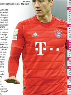  ?? LLUIS GENE/AFP FOTO: CHRISTOF STACHE/AFP-GRAFIS: HERLAMBANG/JAWA POS ?? BERSEBERAN­GAN: Jika para pemain FC Barcelona menolak kebijakan pemotongan gaji, striker Bayern Muenchen Robert Lewandowsk­i bersedia gajinya dipangkas 20 persen.