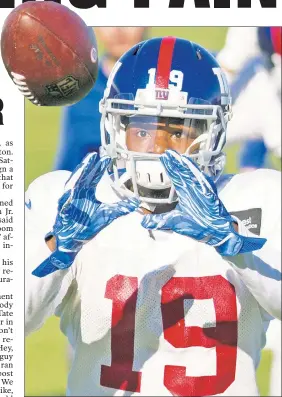  ?? Anthony J. Causi ?? OUCH! Corey Coleman suffered a season-ending knee injury on Thursday in the Giants’ first practice of training camp.