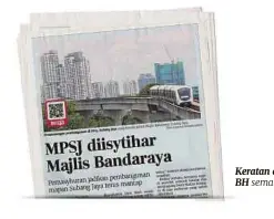  ??  ?? Keratan akhbar BH semalam.