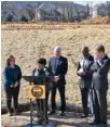  ?? STAFF FILE PHOTO BY ANGELA LEWIS FOSTER ?? Rose Mary Porter, second from left, speaks Feb. 16 about the new park being built at the site of the former Charles A. Bell Elementary School as, from left, Lori Goerlich, City Councilman Chris Anderson, Hamilton County Commission­er Warren Mackey and...