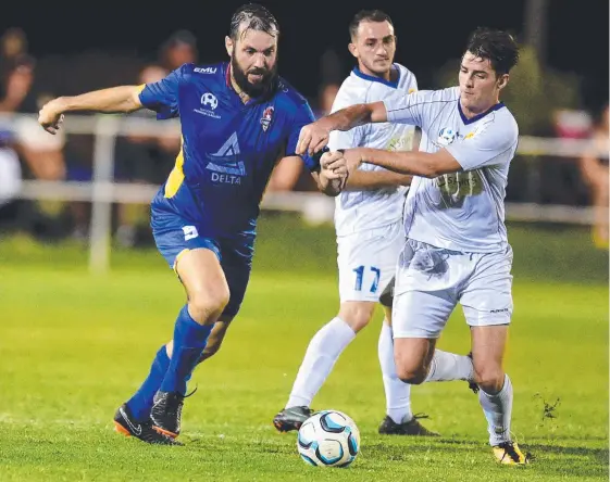  ??  ?? NQ United and Gold Coast clash in NPL action at Brolga Park in Townsville. Gold Coast is pushing for a return to the A-League.