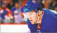  ?? Mike Stobe / NHLI via Getty Images ?? Isladners winger Ross Johnston takes a break in the action against the Flyers in New York on April 3.