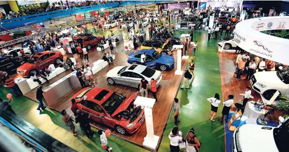  ??  ?? An overhead view of the vehicles on display at the ADA Motor Show 2014 held at the National Arena.