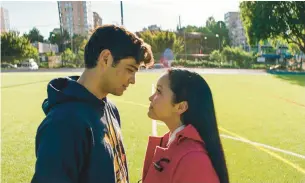  ?? NETFLIX ?? Noah Centineo and Lana Condor star in “To All the Boys I’ve Loved Before,” based on the Jenny Han book.