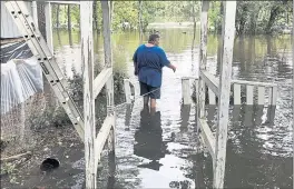  ?? JEFFREY S. COLLINS — THE ASSOCIATED PRESS ?? Shawn Lowrimore, son of Pastor Willie Lowrimore of The Fellowship With Jesus Ministries, wades into water near the church in Yauhannah, S.C., on Monday.