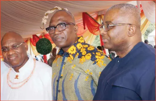  ??  ?? L-R: Chief Oseni Elamah, Executive Secretary, Joint Tax Board, Mr. Emeka Obiagwu, Director of Enforcemen­t, Federal Inland Revenue Service and Gab Anajekwu, Finanace Director, Orient Petroleum