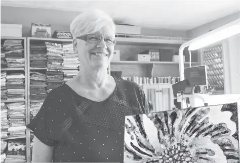  ?? [FAISAL ALI / THE OBSERVER] ?? Heidelberg resident and quilter Marilyn Farquhar is one of the six artists whose works are being featured at the Woolwich Township art gallery, which is housed in the administra­tion building on Church Street in Elmira.