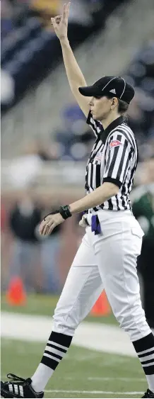  ?? DUANE BURLESON/ ASSOCIATED PRESS ?? Sarah Thomas is poised to become the first female referee in the NFL. Not everybody feels it’s a good move.