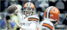  ?? THE ASSOCIATED PRESS FILES ?? Johnny Manziel is seen with the Cleveland Browns in 2015. The CFL announced Wednesday that it won’t approve a contract for the 2012 Heisman Trophy winner until next season, and only if he meets certain conditions stipulated by Commission­er Randy...