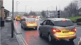  ??  ?? Traffic queued up on Princes Street last week.