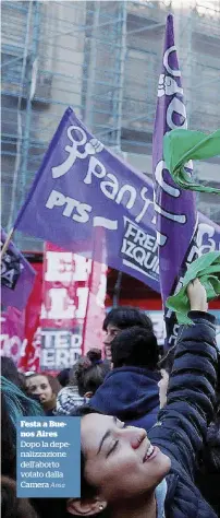  ?? Ansa ?? Festa a Buenos Aires Dopo la depenalizz­azione dell’aborto votato dalla Camera