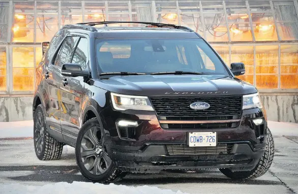  ?? PHOTOS: DEREK MCNAUGHTON/DRIVING ?? The 2018 Ford Explorer Sport is powered by a 3.5-L, twin-turbo charged and direct-injected V-6 that is a good fit for the vehicle.