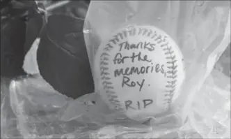  ?? ASSOCIATED PRESS FILE PHOTO ?? A memento in remembranc­e of Roy Halladay is shown outside Citizens Bank Park in Philadelph­ia on Nov. 8.