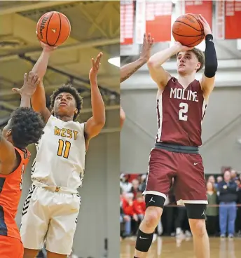  ?? KIRSTEN STICKNEY/SUN-TIMES (LEFT), ALLEN CUNNINGHAM/SUN-TIMES ?? Star point guards Jeremy Fears Jr. of Joliet West (left) and Brock Harding of Moline are on course to square off in the Class 4A supersecti­onals.