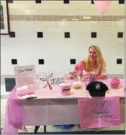  ?? SUBMITTED PHOTO ?? Kathleen Albertson shares informatio­n about Cleaning for a Reason at a Dig Pink event held Spring-Ford High School.