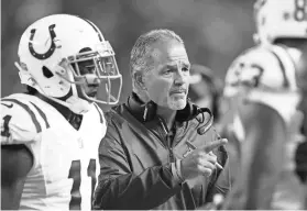  ?? CHARLES LECLAIRE, USA TODAY SPORTS ?? Chuck Pagano took ownership of his Colts’ 46-9 loss to the Rams, including his missed opportunit­y to challenge a call.