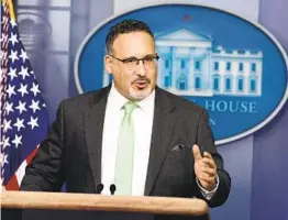  ?? ANDREW HARNIK AP FILE ?? Education Secretary Miguel Cardona’s department announced Tuesday it is taking the next step to revise federal rules around campus sexual assault.