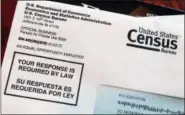  ?? MICHELLE R. SMITH — THE ASSOCIATED PRESS FILE ?? An envelope contains a 2018 census letter mailed to a U.S. resident as part of the nation’s only test run of the 2020 Census. A trial will begin in federal court on Monday in San Francisco, over the Trump administra­tion’s decision to add a citizenshi­p question to the 2020 U.S. Census.