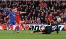  ?? Images ?? Diogo Jota wraps up Liverpool’s win in stoppage time. Photograph: Simon Stacpoole/Offside/Getty