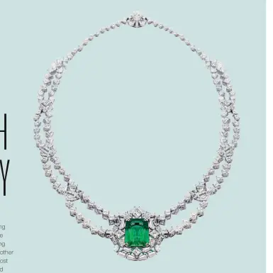 ??  ?? Necklace featuring an 11.80ct Colombian emerald and 39ct white diamonds