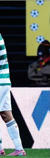  ?? ?? Sebastian Tounekti, third from right, celebrates with his Celtic team-mates after scoring his first goal for the club