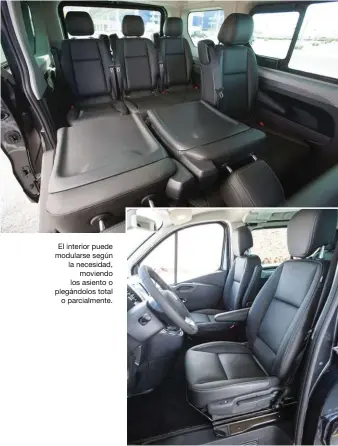  ??  ?? El interior puede modularse según la necesidad, moviendo los asiento o plegándolo­s total o parcialmen­te.