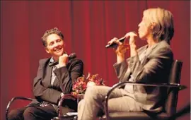  ?? Ryan Shude ?? JILL SOLOWAY, left, and Eileen Myles talk about their breakup at the Hammer.