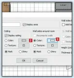  ??  ?? 2 Valitse kohdassa Wall sides around room vaihtoehto Color ja napsauta sitten suorakulmi­okuvaketta .