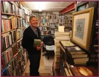  ?? ?? Clockwise from main iamge: The first thing you notice in a secondhand­bookstore is the smell; Robert Dibble, owner of Thistle books pictured in his bookshop at The Courtyard, Otago Street, Kelvinbrid­ge, Glasgow; Caledonia Books in Glasgow; Elvis Shakespear­e in Edinburgh; and The Book Nook in Stirling