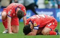  ?? ?? AGONY: Rovers despair after Hyam’s (left) own goal