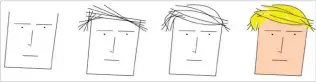  ??  ?? Figure 5: The Donald Trump cartoon becomes recognisab­le when you add colour to his trademark mop of hair