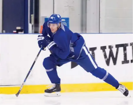  ?? TORONTO STAR ?? First overall pick Auston Matthews takes part in developmen­t camp at the Mastercard Centre on Monday. “I just want to learn as much as possible.”