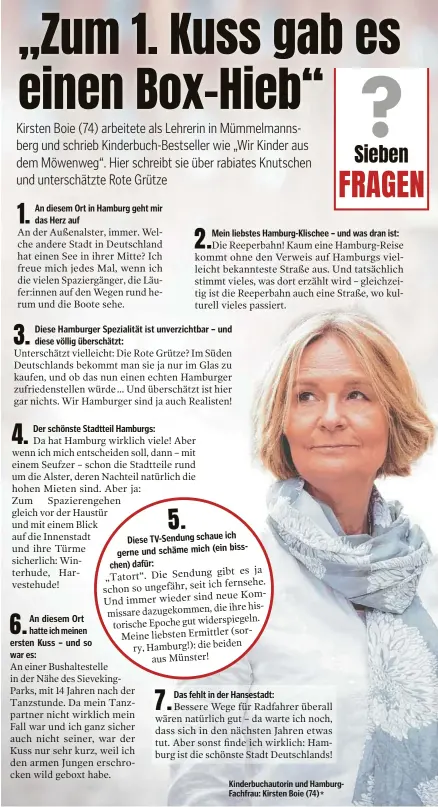  ?? ?? Kinderbuch­autorin und HamburgFac­hfrau: Kirsten Boie (74)