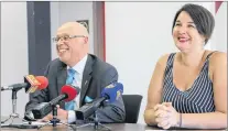  ?? DAVID MAHER/THE TELEGRAM ?? Health Minister John Haggie and CHANNAL executive director Paula Corcoran-jacobs gave an update on mental healthcare initiative­s on Wednesday.