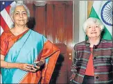  ?? TWITTER ?? Union finance minister Nirmala Sitharaman and US treasury secretary Janet Yellen.