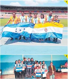  ?? FOTOS: UNAH Y UPN ?? (1) La delegación de atletismo de la UNAH con sus medallas. (2) La UPNFM logró varias medallas en natación.