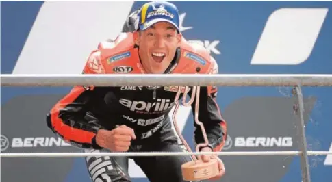  ?? // ABC ?? Aleix Espargaró celebra su tercera plaza en Le Mans