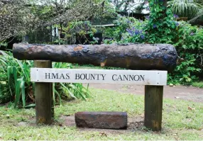  ??  ?? Opening image: The “eco trail” leads from Adamstown to Sailors Hide through beautiful bushland.
From below to right: The Bounty’s cannon on Pitcairn Island; St Pauls Pool.